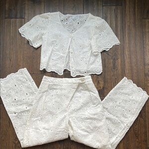 Zara White Eyelet Lace pants girls sz 13/14 14 PANTS ONLY SEE DESCRIPTION